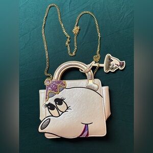 Danielle Nicole Metallic Gold Animated Teacup Crossbody with Purple Accent